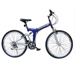 Gyj&mmm Folding Mountain Bike Gyj&mmm Folding bicycle, 24-26 inch 21 speed folding mountain bike, front and rear V brakes, shock absorber mountain bike, Speed car, Blue, 24inches