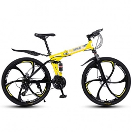 GYXZZ 26 inch Mountain Bike Folding Bikes with Disc Brake 27 Speed Bicycle Full Suspension MTB Bikes for Men or Women Foldable Frame,Yellow,10