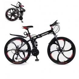 H-ei Mountain Bike 26 Inch Folding Bike 21 High Speed Steel to Carbon Frame Double Mountain Bike Suspension for Men and Women Adults