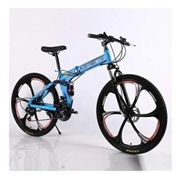 HAO YU 26 inch Folding Mountain Bike 21 Speed Double Disc Brakes Bicycle 6 Knife Wheel and 3 Knife Wheel Mountain Bike