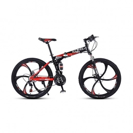 HARUONE Bike HARUONE Foldable 24 / 26 Inch Mountain Bikes Bicycles, 21 / 24 / 27 Speeds Overdrive, High-Carbon Steel Dual Disc Brake, Red / 24inch, 27speed