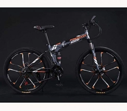 HCMNME Folding Mountain Bike HCMNME durable bicycle Adult Teens Folding Mountain Bike Bicycle, Aluminum Magnesium Alloy Wheels Dual Suspension MTB Bicycle, A, 24 inch 27 speed Alloy frame with Disc Brakes