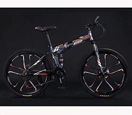 HCMNME Folding Mountain Bike HCMNME durable bicycle Adult Teens Folding Mountain Bike Bicycle, Aluminum Magnesium Alloy Wheels Dual Suspension MTB Bicycle, A, 26 inch 21 speed Alloy frame with Disc Brakes