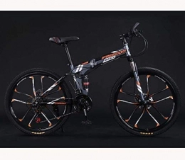HCMNME Folding Mountain Bike HCMNME durable bicycle Adult Teens Folding Mountain Bike Bicycle, Aluminum Magnesium Alloy Wheels Dual Suspension MTB Bicycle, A, 26 inch 24 speed Alloy frame with Disc Brakes