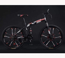 HCMNME Folding Mountain Bike HCMNME durable bicycle Adult Teens Folding Mountain Bike Bicycle, Aluminum Magnesium Alloy Wheels Dual Suspension MTB Bicycle, B, 24 inch 24 speed Alloy frame with Disc Brakes