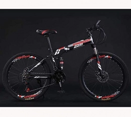 HCMNME Folding Mountain Bike HCMNME durable bicycle Adult Teens Mountain Bike Bicycle, MTB Bikes High Carbon Steel Full Suspension Frame Folding Bicycles, Dual Disc Brakes Mountain Bicycle, B, 26 inch 24 speed Alloy frame wit