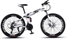 HCMNME Folding Mountain Bike HCMNME Mountain Bikes, 24 inch folding mountain bike double damping racing off-road variable speed bicycle spoke wheel Alloy frame with Disc Brakes (Color : White black, Size : 30 speed)