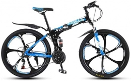 HCMNME Folding Mountain Bike HCMNME Mountain Bikes, Folding mountain bike 26 inch double shock-absorbing off-road / variable speed mountain bike six cutter wheels Alloy frame with Disc Brakes (Color : Black blue, Size : 27 speed)