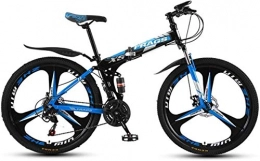 HCMNME Folding Mountain Bike HCMNME Mountain Bikes, Folding mountain bike 26 inch double shock-absorbing off-road / variable speed mountain bike three-wheel Alloy frame with Disc Brakes (Color : Black blue, Size : 27 speed)