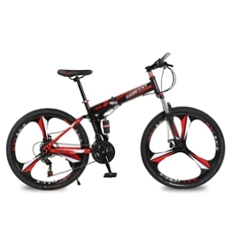 HESND Folding Mountain Bike HESNDzxc Bicycles for Adults Foldable Bicycle Mountain Bike Wheel Size 26 Inches Road Bike 21 Speeds Suspension Bicycle Double Disc Brake (Color : Red, Size : 21 Speed)