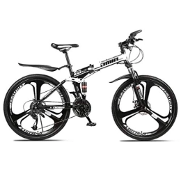 WJSW Folding Mountain Bike High-carbon Steel Folding Mountain Bike, 26 Inch Wheel Freestyle Bike Bicycle (Color : Black, Size : 30 speed)