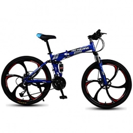 HJ Folding Mountain Bike hj Mountain Bike Bicycle, Folding 24 / 26 Inch Male And Female Student Bicycle Variable Speed Double Disc Brake Adult Bicycle Urban Mobility Sports Mountain Bike, Blue