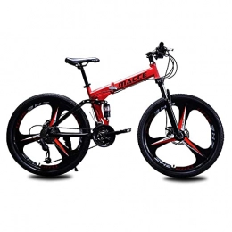 HJRBM Folding Mountain Bike HJRBM 21 Speed 3 Cutter Wheel Bicycle， 26" Mountain Bike， Mountain Trail Bike， High-Carbon Steel， Foldable， for Adults Men Women Outdoor Cycling jianyou (Color : Red)