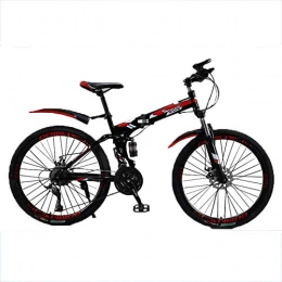 HLMIN-Bike Folding Mountain Bike HLMIN 26-Inch Foding Bicycle Variable Speed 21 24 27 30 Speed Double Suspension Aluminum Frame Adult Mountain Bike MTB (Color : Red, Size : 21speed)
