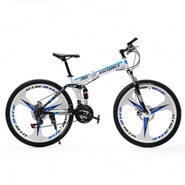 HLMIN-Bike Bike HLMIN 26 Inches Folding Mountain Bicycle Bike 5-Spoke Wheels MTB Dual Suspension Bicycle 21 24 27Speed (Color : White, Size : 27speed)