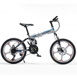HLMIN-Bike Folding Mountain Bike HLMIN Folding Bicycle MTB Moutain Bike With Kickstand Aluminum Alloy Frame For Man Or Woman (Color : White, Size : 21speed)