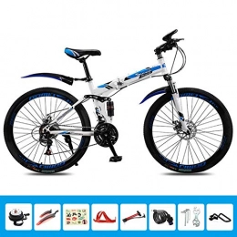 HLMIN-Bike Folding Mountain Bike HLMIN Folding Bike 21 24 27 30Speed Steel Frame 26 Inches Wheels Dual Disc Brake (Color : Blue, Size : 21Speed)