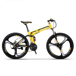 HLMIN-Bike Folding Mountain Bike HLMIN Folding Bike 26 Inches Folding Mountain Bike 27 Speed Full Suspension Bicycle Dual Disc Brake MTB (Color : Yellow, Size : 27Speed)
