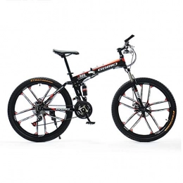 HLMIN-Bike Folding Mountain Bike HLMIN Mountain Bike 21 24 27Speed Steel Frame 26 Inches Wheels Dual Suspension Folding Bike (Color : Black, Size : 21speed)