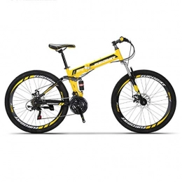 HLMIN-Bike Folding Mountain Bike HLMIN Mountain Bike 27 Speed Steel Frame 26 Inches Spoke Wheels Dual Suspension Folding Bike Army, 4 Colour (Color : Yellow, Size : 27Speed)