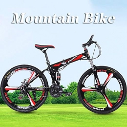Hmcozy Folding Mountain Bike Hmcozy 26" Mountain Bike Cycle - Rare 3 Spoke Mag Alloy wheel - 24 Gears Speed Fold Mountain Bike, Red, 24in
