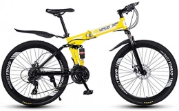 HongLianRiven Bike HongLianRiven BMX Folding Variable Speed 26 Inch Mountain Bike, 21-24 - 27 Speeds Lightweight High-carbon Steel Frame Bikes, Dual Disc Brake Bicycle 5-27 (Color : Yellow, Size : 27speed)