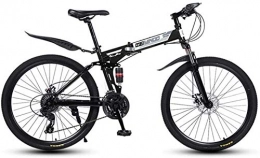 HongLianRiven Bike HongLianRiven BMX Folding Variable Speed 26 Inch Mountain Bike, 21-24 - 27 Speeds Lightweight High-carbon Steel Frame Bikes, Shock Absorption Dual Disc Brake 5-25 (Color : Black, Size : 21speed)