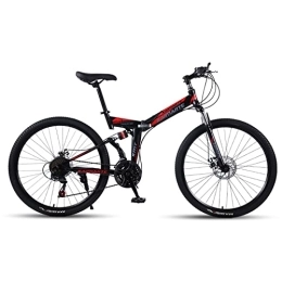 HTCAT Bicycle, Mountain Bike, Foldable, Soft Tail Frame, Dual Disc Brakes, Portable Adults, Jungle Trails, Snowy Beaches. (Color : Black and red, Size : 26 inch 24 speed)