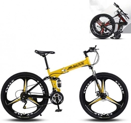 HU Bike Hu Folding Mountain Bike 24 / 26 Inch 27 Speed Steel Frame Double Shock Absorption (Color : Yellow, Size : 24inches)