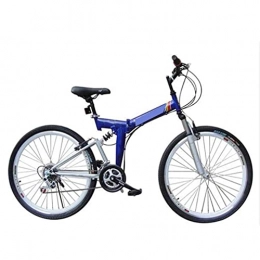 HUAQINEI Bike HUAQINEI Folding bicycle, 24-26 inch 21 speed folding mountain bike, front and rear V brakes shock absorber mountain bike Speed ?car, Blue, 24inches