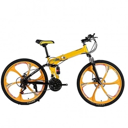 HUAQINEI Bike HUAQINEI Mountain Bike 6 Spoke Wheels Dual Suspension Folding Bike 21 / 24 / 27 Speed MTB Adults Men and Women Universal, 24 speed, 24 inches