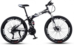 HUAQINEI Bike HUAQINEI Mountain Bikes, 24 inch folding mountain bike double damping racing off-road variable speed bicycle spoke wheel Alloy frame with Disc Brakes (Color : Black and white, Size : 24 speed)