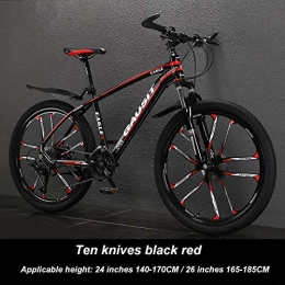 HUIGE Folding Mountain Bike HUIGE Bicycle Mountain Bike for Adults 24-30 Speed Shifter Accelerator with Lightweight Aluminum Full Suspension Frame, Suspension Fork, Disc Brake 10 Cutter Wheel, Red, 27 speed