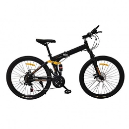HXwsa Mountain Bike, 26 Inch Mountain Trail Bike High Carbon Steel Folding Outroad Bicycles, 21-Speed Bicycle Full Suspension MTB Gears Dual Disc Brakes Adult Mountain