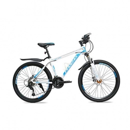 Hxx Bike Hxx Folding Mountain Bike, 27" Aluminum Alloy Frame Unisex Off Road Bicycle 24 Speed Fully Suspended Double Disc Brake Bicycle with Front And Rear Fenders, Whiteblue