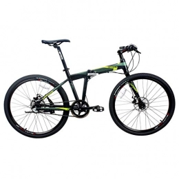 Hxx Folding Mountain Bike Hxx Mountain Folding Bicycle, 26" Aluminum Alloy Frame Double Disc Brakes Three Shifting System Bicycle Unisex Quick Folding Travel Convenience, Green