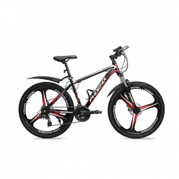 Hxx Folding Mountain Bike Hxx Mountain Folding Bike, 26"Aluminum Alloy Frame Unisex Off Road Bicycle 24 Speed Fully Suspended Double Disc Brake Bicycle with Front And Rear Fenders, Blackred