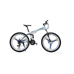 IEASE Folding Mountain Bike IEASEzxc Bicycle Mountain Bike Bicycle Three Knife One Wheel Shift Folding Double Shock Absorption Adult Off Road Men and Women Bicycle (Color : White blue)