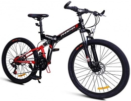 IMBM Bike IMBM 24-Speed Mountain Bikes, Folding High-carbon Steel Frame Mountain Trail Bike, Dual Suspension Kids Adult Mens Mountain Bicycle (Color : Red, Size : 24Inch)