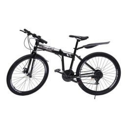 innytund 26" Mountain Bike 21 Speed Folding Mountain Bicycles Folding Adult Womens Mens Bicycle MTB Carbon Steel Bike Front and Rear Mechanical Disc Brakes, Black