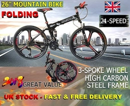 JASIQ Bike JASIQ 26" Mountain Bike Cycle - Rare 3 Spoke Mag Alloy wheel - Shimano 24 Gears Speed (Black - Foldable)