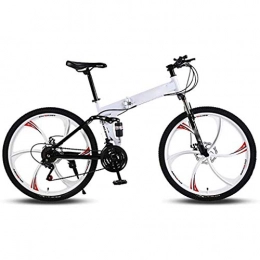 JCX Folding Mountain Bike JCX Hardtail Mountain Bikes Foldable Bicycle Outroad Mountain Bike, 24 In Mountain Bike Multiple Colors Racing Outdoor Cycling Dual Disc Brakes (Color : White, Size : 24 inches)