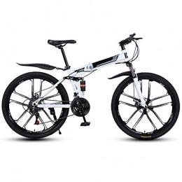 JF-XUAN Folding Mountain Bike JF-XUAN Bicycle Outdoor sports Folding Bike 27 Speed Mountain Bike 26 Inches OffRoad Wheels Dual Suspension Bicycle And Double Disc Brake (Color : White)
