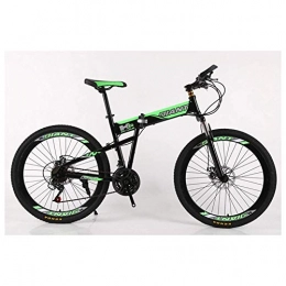 JF-XUAN Folding Mountain Bike JF-XUAN Outdoor sports Folding Mountain Bike 2130 Speeds Bicycle Fork Suspension MTB Foldable Frame 26" Wheels with Dual Disc Brakes (Color : Green, Size : 24 Speed)