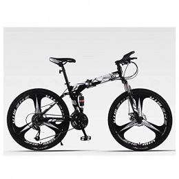 JF-XUAN Bike JF-XUAN Outdoor sports Folding Mountain Bike 24 Speed Bicycle Full Suspension MTB Foldable Frame 26" 3 Spoke Wheels (Color : Black)