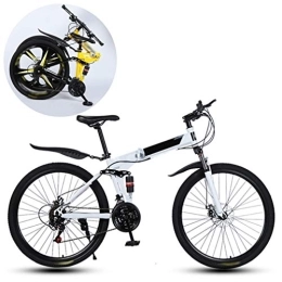 JFSKD Folding Mountain Bike JFSKD Mountain Bikes, Folding High Carbon Steel Frame 26 Inch Variable Speed Double Shock Absorption Foldable Bicycle, Suitable for People with A Height of 160-185Cm, White, 27 speed