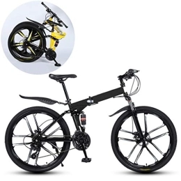 JFSKD Folding Mountain Bike JFSKD Mountain Bikes, Folding High Carbon Steel Frame 26 Inch Variable Speed Double Shock Absorption Ten Cutter Wheels Foldable Bicycle, Suitable for People with A Height of 160-185Cm, Black, 27 speed