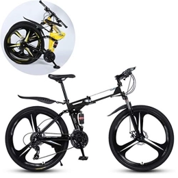 JFSKD Folding Mountain Bike JFSKD Mountain Bikes, Folding High Carbon Steel Frame 26 Inch Variable Speed Double Shock Absorption Three Cutter Wheels Foldable Bicycle, Suitable for People with A Height of 160-185Cm, Black, 21 speed
