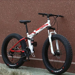 JIAO&M Double Shock Absorption Disc Brake Bicycle,7-speed Fat Tire Mountain Bike,Folding Mountain Bike,24 26 Inch Adult Mountain Bike C 7-speed-24inch