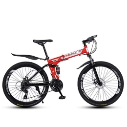 JIAODIE Folding Mountain Bike JIAODIE Foldable Mountain Bike 26 Inches, MTB Bicycle with 40 Cutter Wheel, Disc Brake Bicycle Folding Bike Fits Most Adult Teens Etc, Red